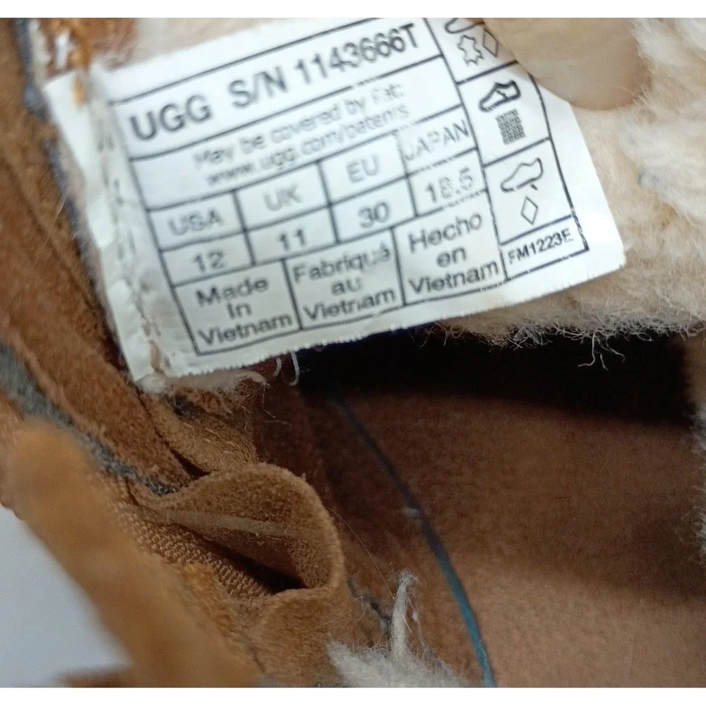 UGG Kids Yose Puff Winter Boots Chestnut Waterproof Faux Fur Size 12 Toddler